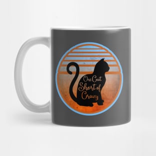 One Cat Short of Crazy - Retro Orange & Blue design Mug